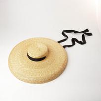 2025 NEW Wide Brim Boater Hat 15-19cm Brim Straw  Flat Women Summer Kentucky Derby Hat White Black Ribbon Tie Sun Hat Beach Cap One Size