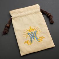 Soft Lined Embroidered Rosary Holder Ave Maria Monogram Jewelry Drawstring Pouch  Devotees
