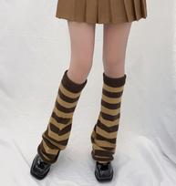 Lolita Striped Wide-Leg Slouchy Leg Warmers for Autumn/Winter, Calf and Foot Warmers for JK Girls