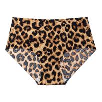 Women’s Seamless Leopard Print High-Waisted Butt-Lifting Underwear - Comfortable, Breathable Ice Silk. Large black