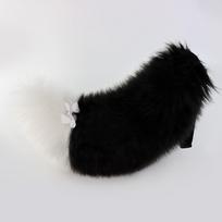 Fluffy Furry Fursuit Kigurumi Tail 60cm/23in Halloween Cosplay Accessories  Female Hair Accessories balta/juoda