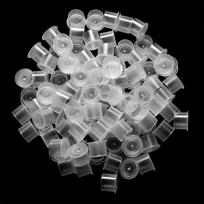 Tūriniai 100 vnt. skaidraus plastiko rašalo puodelių dangteliai su plokščiu pagrindu be kepurės, didelis dydis 15 mm gray