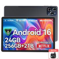 BESTTAB W90 11 colių planšetinis kompiuteris Android 16, 24GB RAM, 256GB atmintis(2 TB TF),Didelis plačiajuostis ekranas L1, aštuonių branduolių T615, 8000 mAh, 5G WiFi, 4G LET, 18W With 1*AIRBUDS 15 pilka
