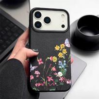 Elegant Floral Pattern Full-Body Shockproof Cover with Soft TPU Leather Texture Case for iPhone 17 Pro Max Air 16e 16 15 14 13 iPhone 17 juoda