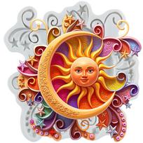 Sun Moon Face Star Silicone Mold Sun Moon Fondant Molds Cake Decorating Tools Cupcake Topper Candy Resin Clay Chocolate Gumpaste Mold pilka spalva