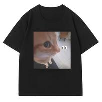 Silly Cat Meme T-Shirt Funny Graphic Tee for Cat Lovers Cute Humor Gift Clothes Fashion Hip Hop Oversized T-shirts Men Women S juoda