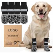 4-PCS Anti-Slip Dog Socks Prevent Licking and Biting of Hard Wooden Floors Strong Grip Paw Protection Anti-Scratch, Double-Sided S(7.5kg-12.5kg)