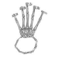 Yousheng Punk Style Skeleton Hand Ring Bracelet Halloween Skull Fingers Wristband Adjustable One-Piece Women Men Finger Ring Bangle sidabras