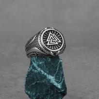 Stainless Steel Viking Rune Ring Mens Celtic Valknut Amulet Biker Jewelry Gift for Boyfriend 7