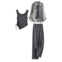 Women's 3-Piece Shirt, Vest & Wide-Leg Pants Set S