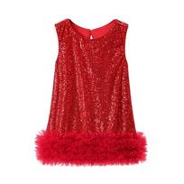 Sequined Sequin Girls Vest Skirt Sleeveless Princess Tutu Dress  Photo Shoot 9cm raudona