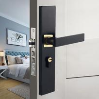 Security Silent Door Handle Lock Keys Set Square with Keys Bedroom Door Lock Three Hinges Thickened Panel Door Knob Washroom