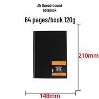 Zun Jue Hardcover Sketchbook - A3 A4 A5 Portable 120g Drawing Book 120g black