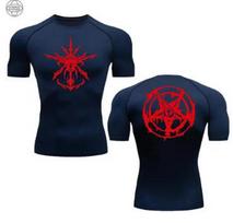 Boxing bodybuilding compression shirt men's summer jogging sportswear top quick-drying tight short-sleeved T-shirt S