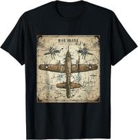 Retro War Plane  TShirt Short Sleeve Casual 100 Cotton Shirt S įvairiaspalvis