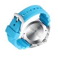 Solar Powered Quartz Dive Watch Night Glow 300M Rainproof Silicone Strap for Men Women Blue