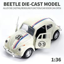 1:36 Classic Beetle Diecast Car Model, Retro Pull-Back Alloy Toy Vehicle With Openable Doors,  Collectible For Kids & Car Fans