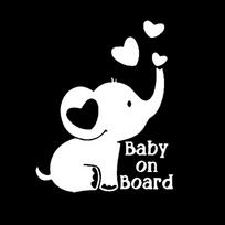 Baby on Board Baby Elephant Car Sticker Car Body Bumper Windows Motorcycle Laptop Walls Vinyl Film Decal Auto Tuning Accessories 18x14cm