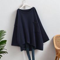 Plus Size Women Solid Color Long Sleeve Pocket Hoodie Spring Autumn Loose Casual Oversized Tops Pullover M tamsiai mėlyna spalva