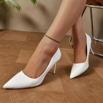 Elegant Ladies Pointed Toe Pumps Autumn 2025 Nude Patent Leather Stiletto High Heels Shoes Woman Plus Size 42 Party Dress Shoes 35 balta