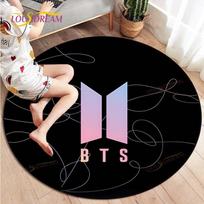 Living Room Carpet Children Newest Kpop Bangtan Boys 3D Round Mats For Coffee Table Home Kids Floor Rug Covering Anti-Slip 60cm
