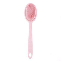 Double-Sided Silicone Back Scrubber Long Handle Body Bath Brush Mud Back Scrubber Shower Massage Exfoliation Brush Body Wash rožinė