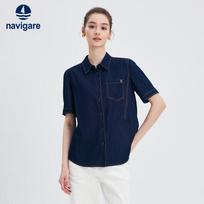Navigare Women's Loose-Fit Short-Sleeve Denim Shirt S