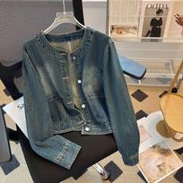 Women's Spring Niche Loose Single-Breasted Denim Jacket - Versatile Short Top 2025 XL fits 115-125 mėlyna