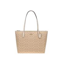 Coach Zip Top Tote 30 Classic Logo Synthetic Leather Tote Bag Women Tote Beige CBT20-IMXDM Basic Set (Bag+Dust Bag)