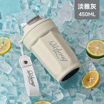 Large Caliber Shaker Cup Food Grade Stainless Steel Thickening Coffee Cup Thermos Bottle Handy Portable Male and Female Students 450ml pilka spalva
