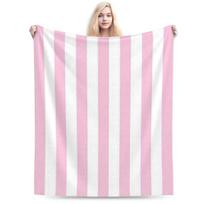 Pink And White Wide Stripes Personalized Soft Gift An UltraSoft Micro Fleece Blanket 75x100cm 30x40in