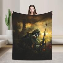 Stalker Žaidimo Minkštas Šiltas Antklodė Kelionės Biuro Pliušinis Mėtomasis Antklodė Grafinis Sofa Kėdė Flanelinis Lovatiesė Sofa Lova Dangalas 130x150cm beige