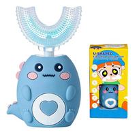 Children U Shape Replacement Oral Care Cleaning Brush Rechargeable Kids Tooth Cleaner U Shape Toothbrush mėlyna