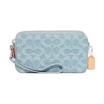 COACH crossbody bag Kira 19 solid color letter logo nameplate logo zipper classic printed champagne fabric camera hand shoulder small size women's mėlyna