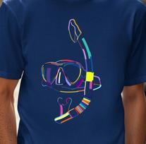 Neon Snorkel Mask T-Shirt | Scuba Diving Graphic, Shirt for Divers, Beach Tee S