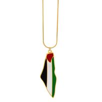 18K Gold Palestine Map Titanium Necklace & Earring Set - Fashionable & Personalized