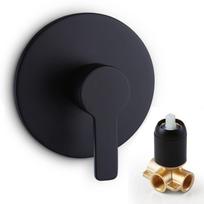 Brass Construction Wall Mount Shower Faucet Matte Black Aluminum Alloy Bath Mixer Circular Design Single Function Shower Valve juoda