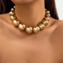 IngeSight.Z Exaggerated CCB Material Big Ball Beaded Choker Necklace Women Punk Gold Color Hip Hop Chain Party Jewelry Gifts