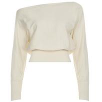 American slanted shoulder waist lazy sweater autumn and winter warm long-sleeved knitted sweater Spice Girl casual sweater top S