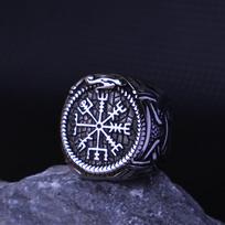 Vintažinis nerūdijančio plieno vikingų žiedas vyrams moterims, šiaurietiškas amuletas, kompasas, runų, valknuto žiedas, įvairaus stiliaus papuošalas, dovana vaikinui 13