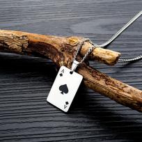 Titanium Steel Man Necklace Hip-hop Spades A Necklace for Men and Women Personality Poker Pendant AVE juoda