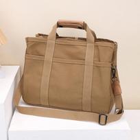 Women's Multi-Pocket Canvas Tote: Large-Capacity, Single Shoulder & Crossbody Handbag chaki