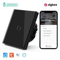 BSEED Zigbee 1/2/3 klavišų sieniniai šviesos jungikliai Tuya Smart Life Alexa balso valdymas Versija be neutralaus laido Plius įprasti ES lizdai