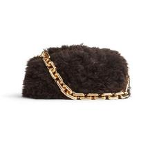 Bottega Veneta Shearling Chain Bag Fondant/Gold Women Shoulder_bags 620230-V13L0-2132 Basic Set (Bag+Dust Bag)