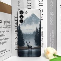 Vintage Forest Landscape Snow Mountain Scenery Phone Case for Samsung Galaxy S25 S24+ S23 Ultra S22Plus S20 S21 FE M53 M34 Cover Galaxy M52 5G