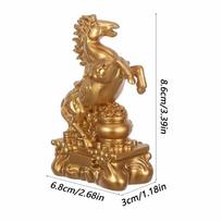 Horse Figurines Golden Collectible 2026 Sculptures Resin Chinese New Year Horse Statue for Luck Rich Wealth Blessing Holiday