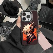 Katsuki Bakugo E-Hero Academia Phone Case For IPhone 16 17 15 14 12 13 Pro Max Black Color Shockproof Cover iPhone16pro gray