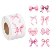 500 Pcs Decorative Sticker Pink Bows Seal Sticker Gift Box Blessing Sticker Adhesive Sticker for Scrapbooking Journal 1