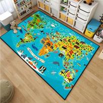 Cartoon Children's World Map Pattern Living Room Bedroom Carpet Bedside Bathroom Floor Mat 15 Sizes Area Rug Kid's Room Play Mat 40x60cm