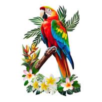 Tropical Parrots on Branch Window Clings Bird Flowers Palm Leaves Anti-Collision Glass Door Sticker Removable Waterproof Static PVC Decals A
